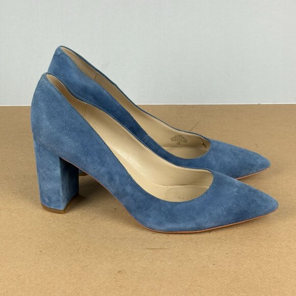 Marc Fisher Viviene Suede Pumps Womens 8.5 Dusty Blue Heels Comfort - Picture 3 of 10